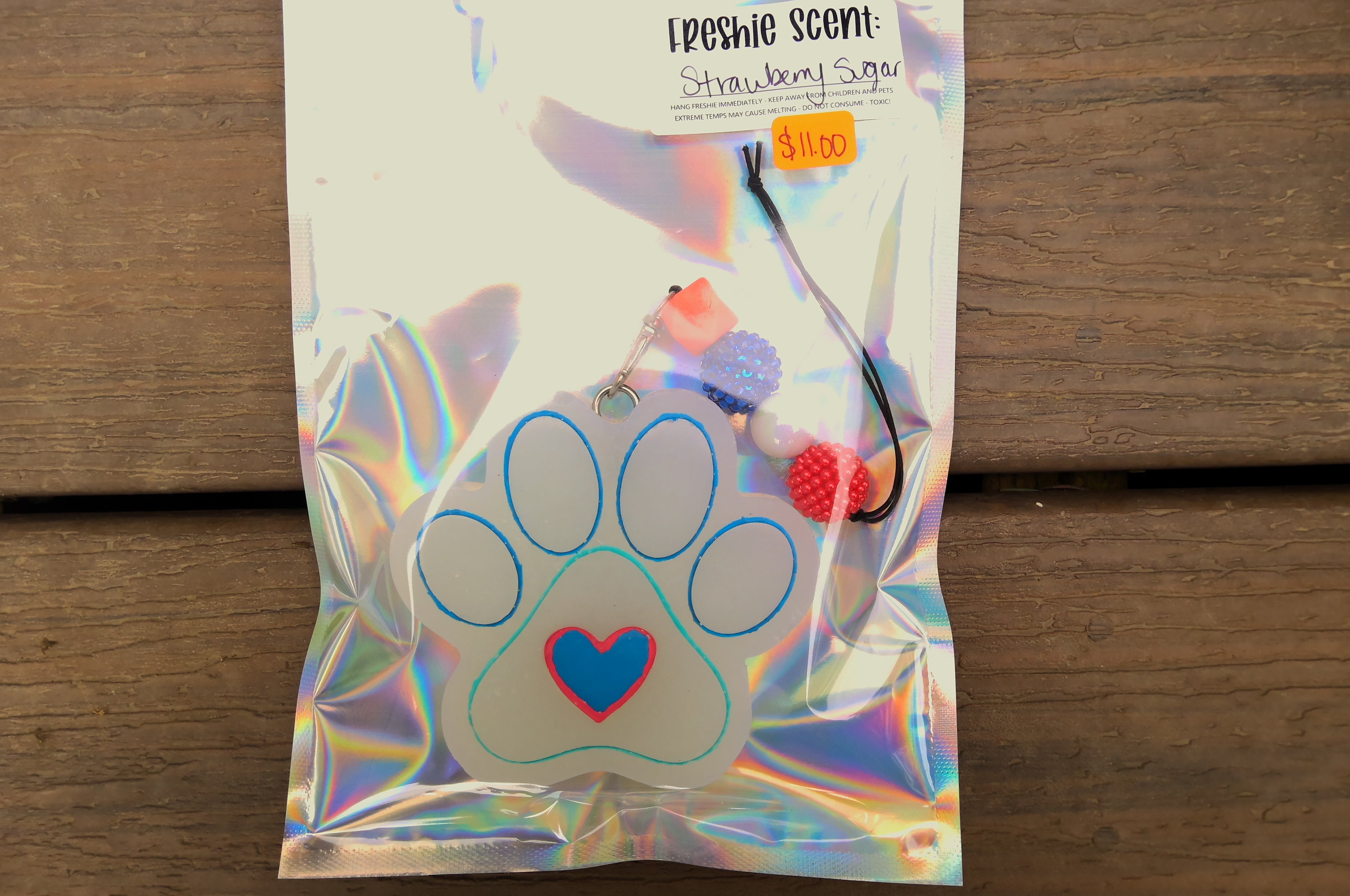 Strawberry Paw print Freshie